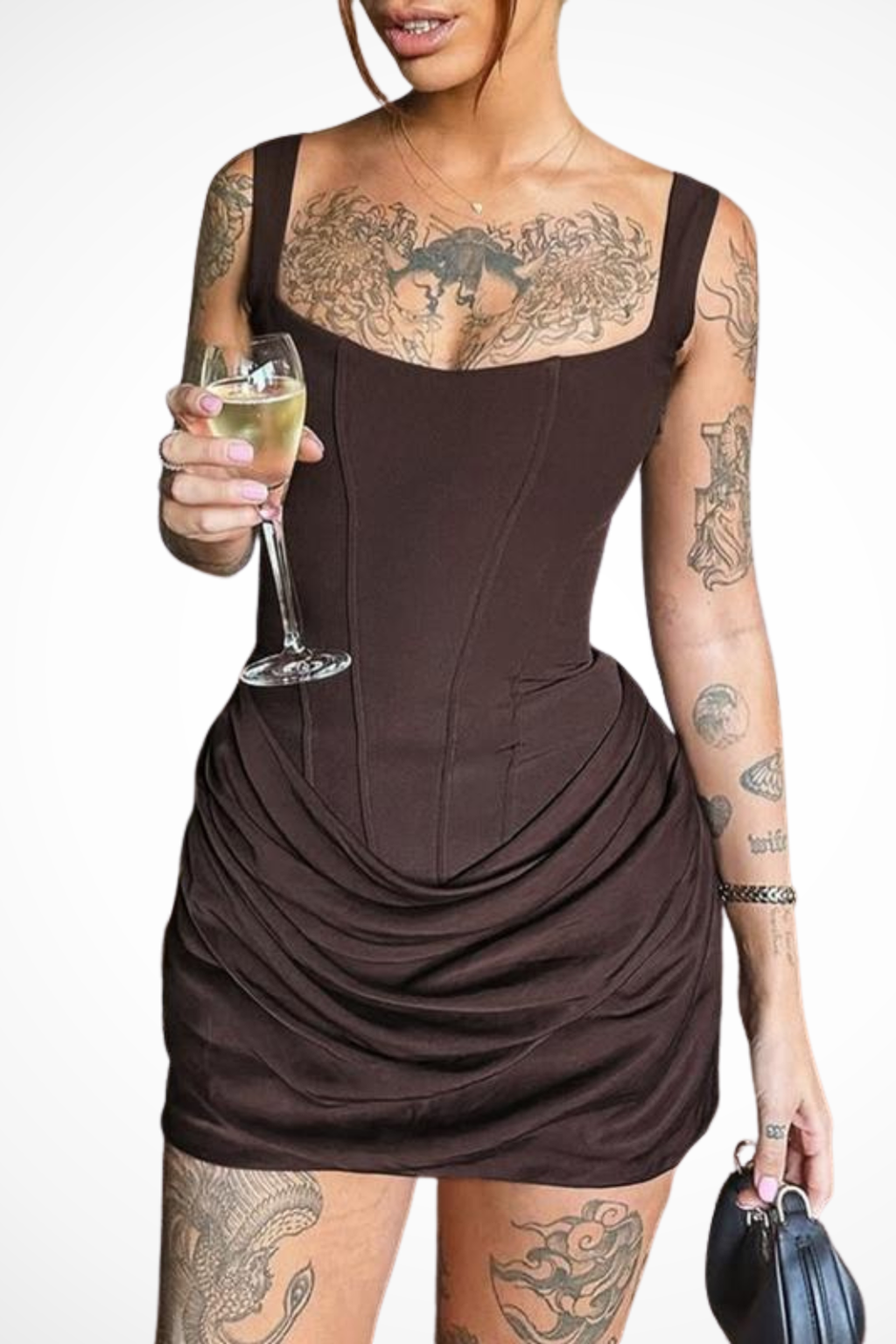 Vivienne Cord | Women's Square Neck Corset Mini Dress